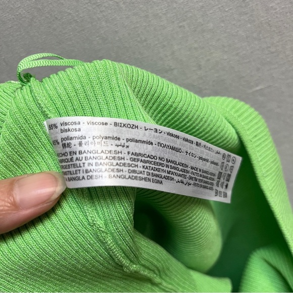 Zara Bright Green Rib tank/ Pencil Skirt Dress Set Sz L - Picture 7 of 12